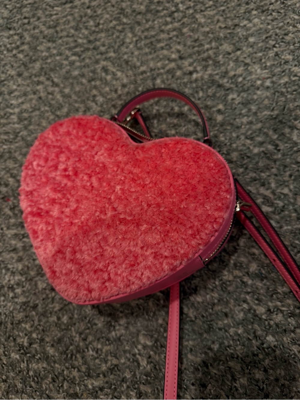 Kate Spade Heart-Shaped Pink Faux-Shearling Crossbody Bag